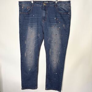 Stacy Adams Jeans Distressed Paint Splattered Pants Men Size 44W / 30 EUC